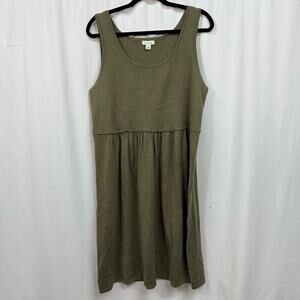 Sundance Olive Green Cotton Silk Blend Knee Length Scoop Neck Dress XL